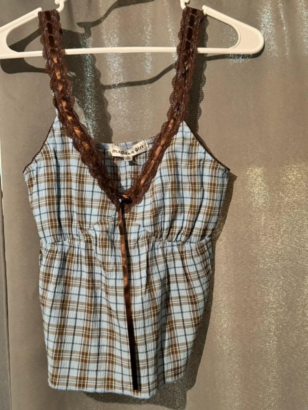 Blue plaid top🐦‍🔥 - Picture 1 of 2
